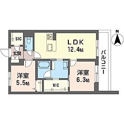 ルーエ清瀬 2LDKの間取図画像