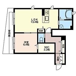 レストフォレストA 1LDKの間取図画像