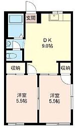 サンパレス清瀬 2DKの間取図画像