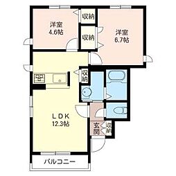 マウナ 2LDKの間取図画像
