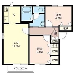 ファミーユウエスト 2LDKの間取図画像