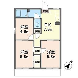 はなぶさハイツ 3DKの間取図画像