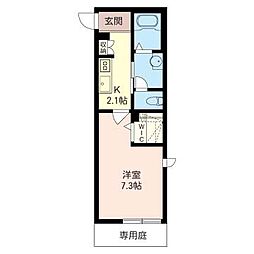グラシューズソレイユ 1Kの間取図画像