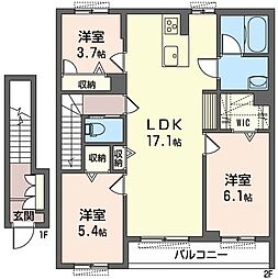 荻3 3LDKの間取図画像