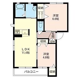 カーサドマーニ 2LDKの間取図画像