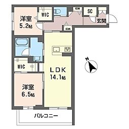 ルミノサファミリアB 2LDKの間取図画像