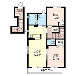 メリーアイランド3 2LDKの間取図画像