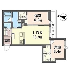 クロシェット ボヌール 2LDKの間取図画像
