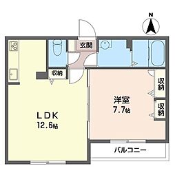 ソラール 1LDKの間取図画像
