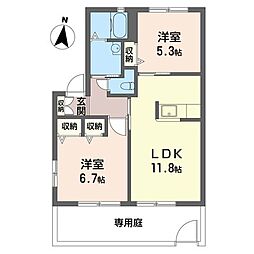 プリムヴェール2 2LDKの間取図画像