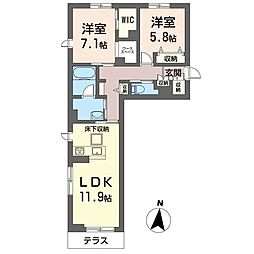 ヴァンヴェール 2LDKの間取図画像