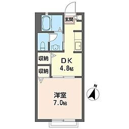 エレガンスD 1DKの間取図画像