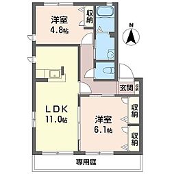 プラムハイツA 2LDKの間取図画像