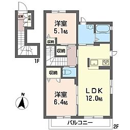 エイコウ 2LDKの間取図画像