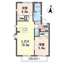 エレガンスA 2LDKの間取図画像