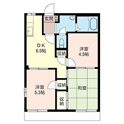 ドミール・リンB 3DKの間取図画像