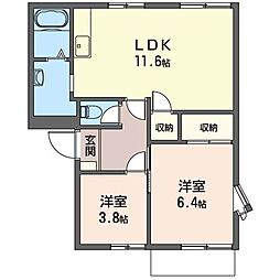 シュアハイムB 2LDKの間取図画像