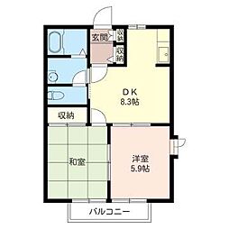 セントラルヴィレッジ 2DKの間取図画像