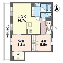 ルーエ清瀬 2LDKの間取図画像