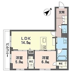 ドエルアーバンII 2LDKの間取図画像