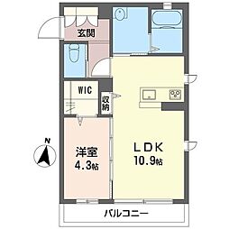 シャーメゾン桜 1LDKの間取図画像