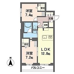 セントリビエ 2LDKの間取図画像