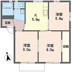 コグレハイツB 3Kの間取図画像