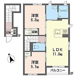 ハーモニーガーデン1 2LDKの間取図画像