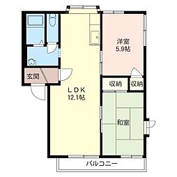 メゾンヨシコーB棟 2LDKの間取図画像