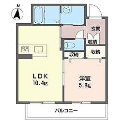 メゾン睦N 1LDKの間取図画像