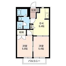 グランドール 2DKの間取図画像