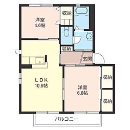 ハイツヤマト2 2LDKの間取図画像