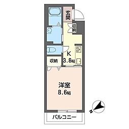 プライムステージ2South 1Kの間取図画像