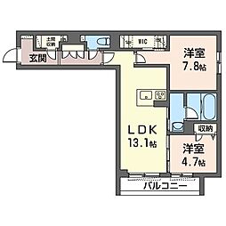 誉 2LDKの間取図画像