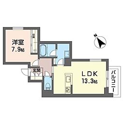 リリー シャルマン 1LDKの間取図画像