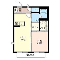 オアシスB 1LDKの間取図画像