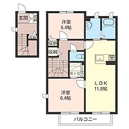 メゾンクレッセ 2LDKの間取図画像