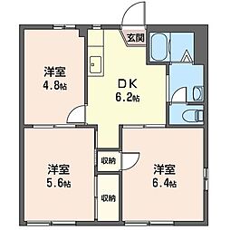 タウンハイツ芝 3DKの間取図画像