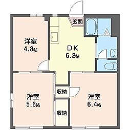 タウンハイツ芝 3DKの間取図画像