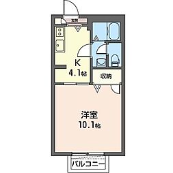 キャット・ワン 1Kの間取図画像
