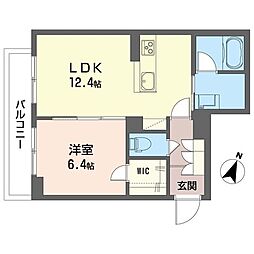 キポス メリッサ 1LDKの間取図画像