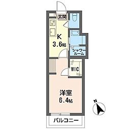 メゾンM・I 1Kの間取図画像