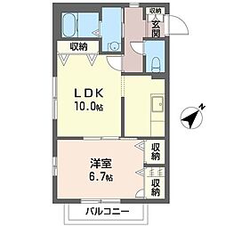 ラージヴィラ五番館 1LDKの間取図画像
