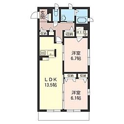 メゾン・グランドゥール 2LDKの間取図画像