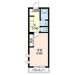 エトワール千年 1Kの間取図画像