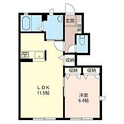 グリーン・ヴィラひばりが丘 1LDKの間取図画像