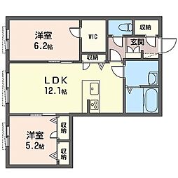 ドゥーヴェパルモア 2LDKの間取図画像