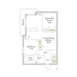 ホクレア府中 2LDKの間取図画像