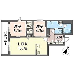 リアン ブルーム 2LDKの間取図画像
