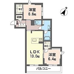 リアン ブルーム 2LDKの間取図画像